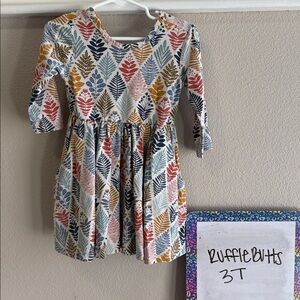 Ruffle Butts Multicolor Leaf Pattern Dress